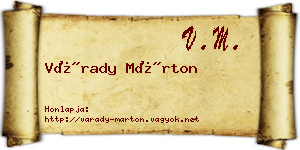 Várady Márton névjegykártya